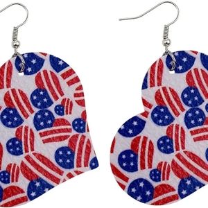 Patriotic Hearts red, white and blue earrings